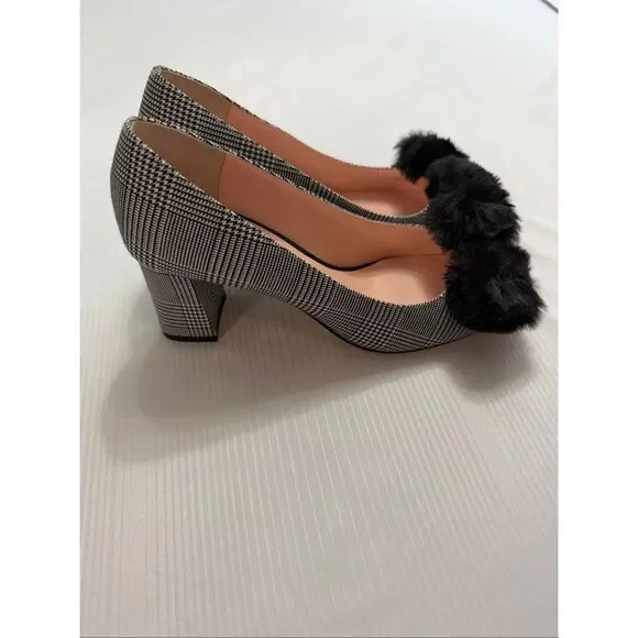 Kate Spade New York Women’s Carine Black White Pom Pom Heels Pumps Size 7 M - Picture 6 of 13